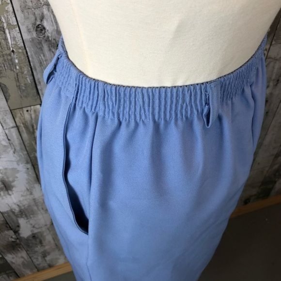 Women' vintage blazer jacket, skirt and geometric shirt suit light blue Medium - Picture 9 of 10